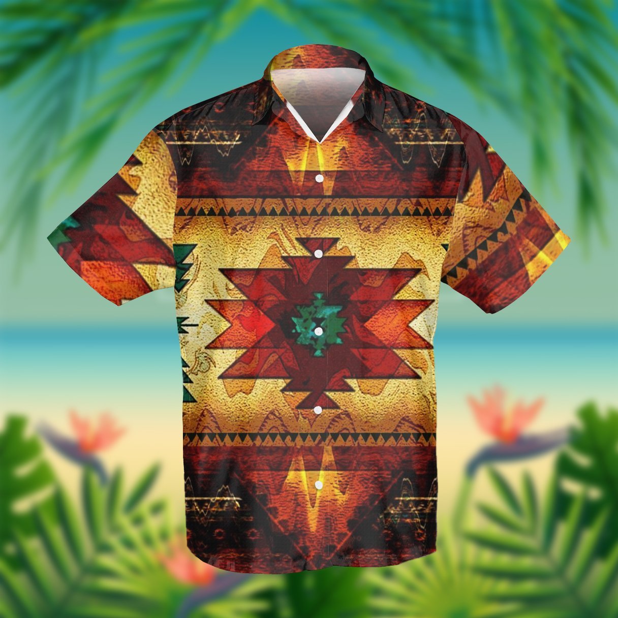 United Tribes Brown Hawaiian Shirt | Unisex | Full Size | Adult | Colorful | HW2763