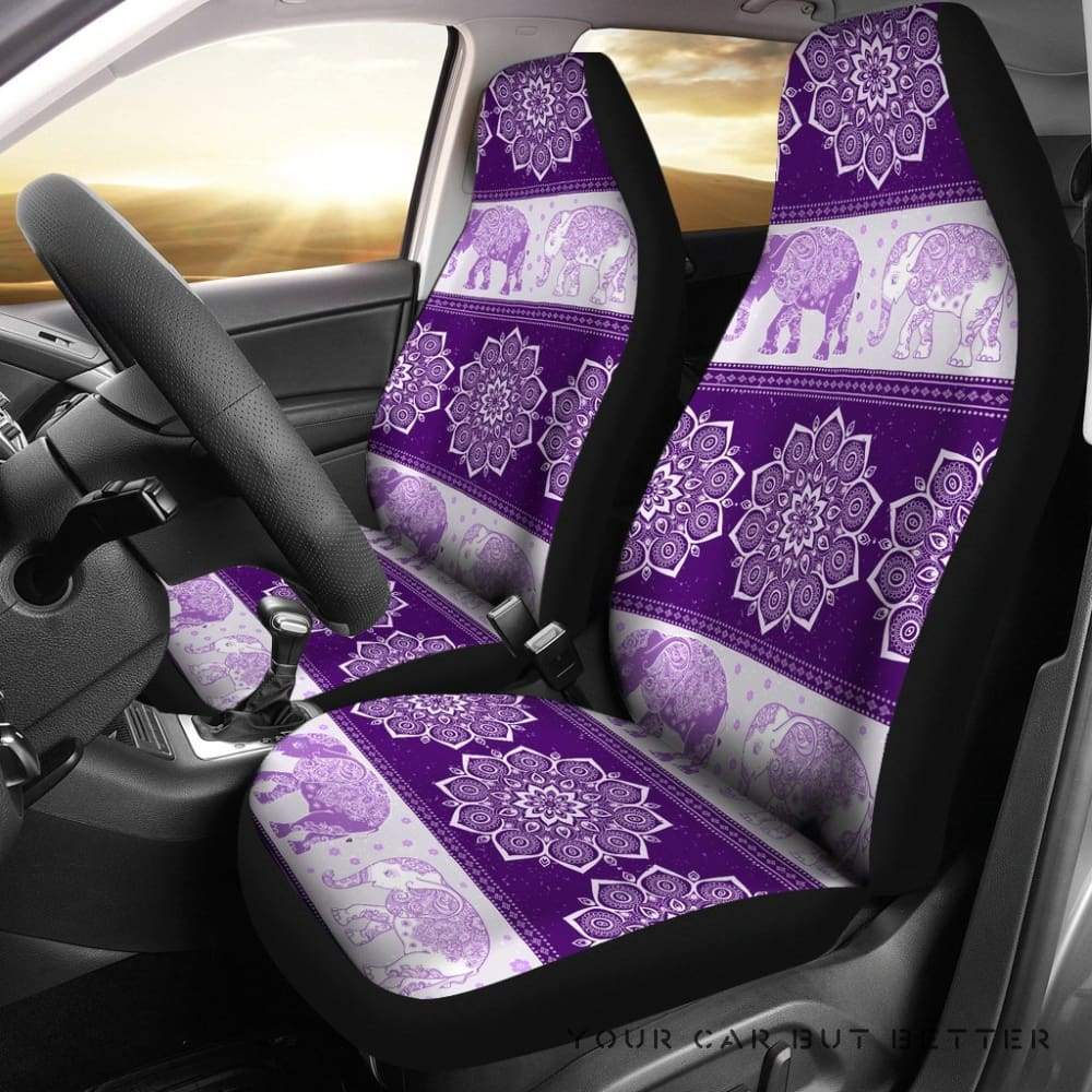 Flower Mandala Elephant Purple Car Seat Covers 100421