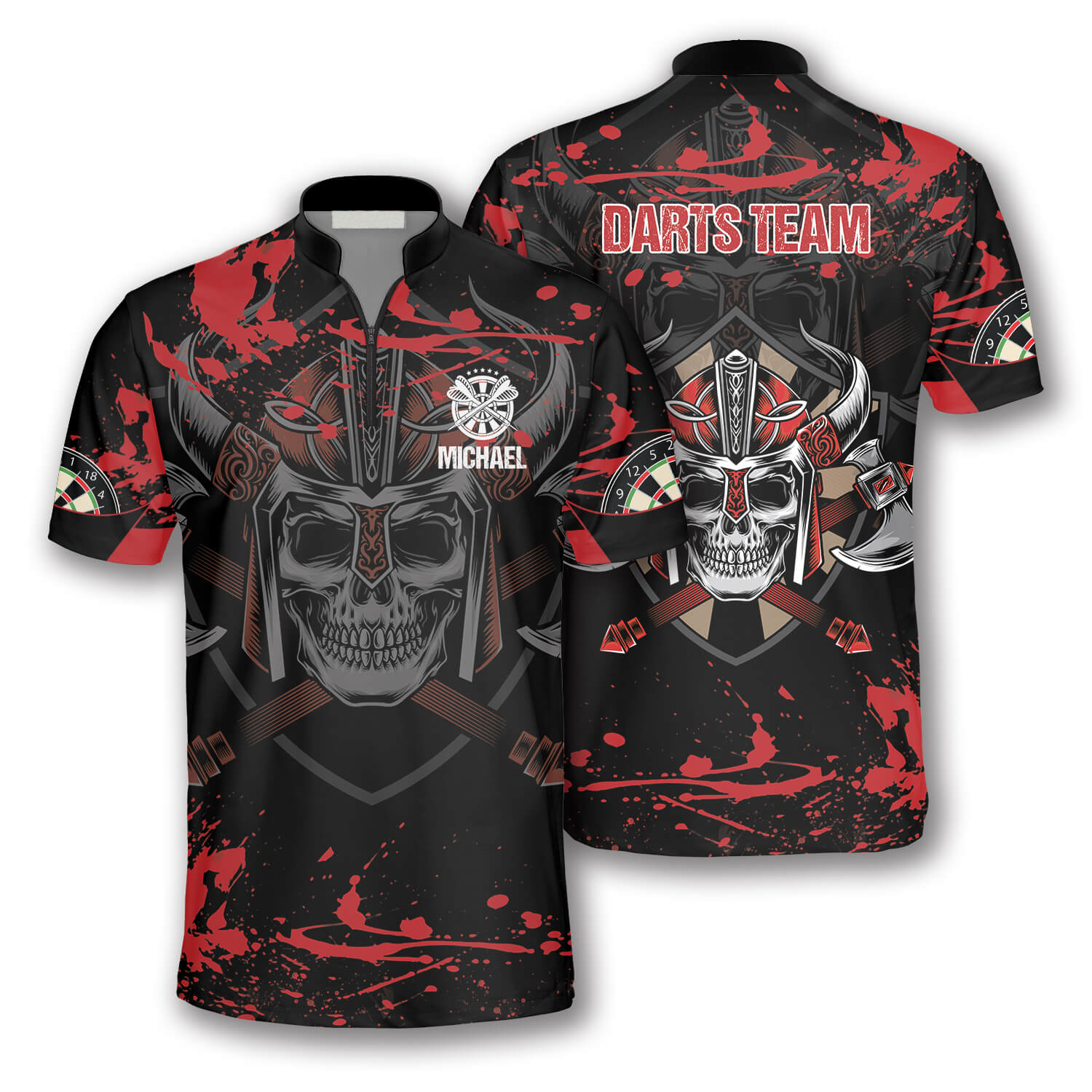 Dart Warrior Red Black Custom Darts Jerseys For Men, Uniform Shirt For Dart Team, Dart Player