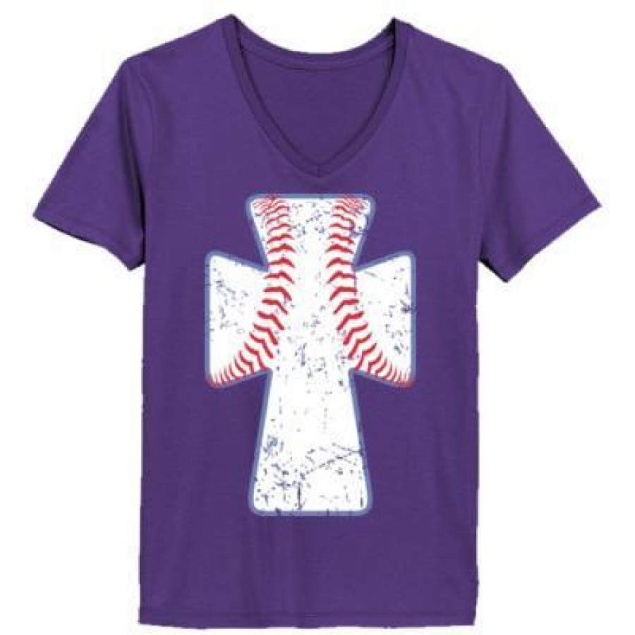 AGR Baseball Cross – Ladies’ V-Neck T-Shirt