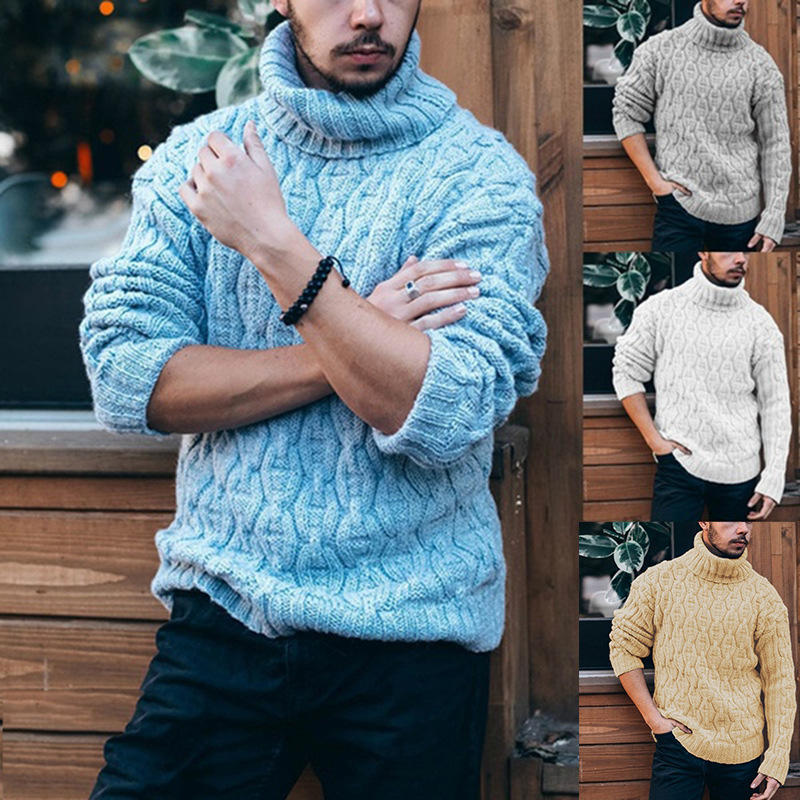 2022 New Autumn and Winter Men’s Sweater Turtleneck Large Size Solid Color Long Sleeve Men’s Casual Warm Sweater 4 Colors S-2XL alx