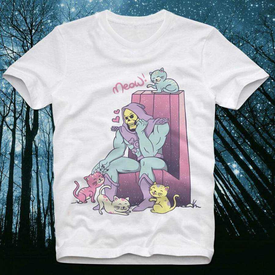 Skeletor Heman Masters Universe Cats Kittens Retro Vintage She-Ra Funny T Shirt 02 Mens Round Neck Short Sleeves Cotton T-Shirt