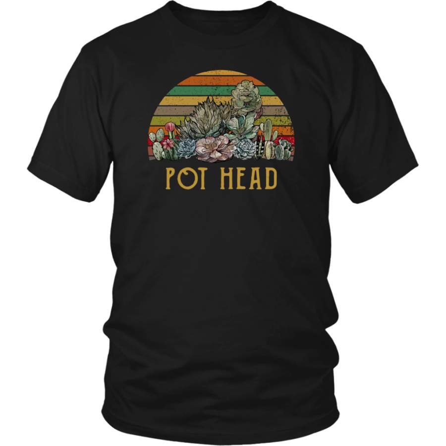 Vintage Retro Sunset Pot Head Stone Flowers shirt