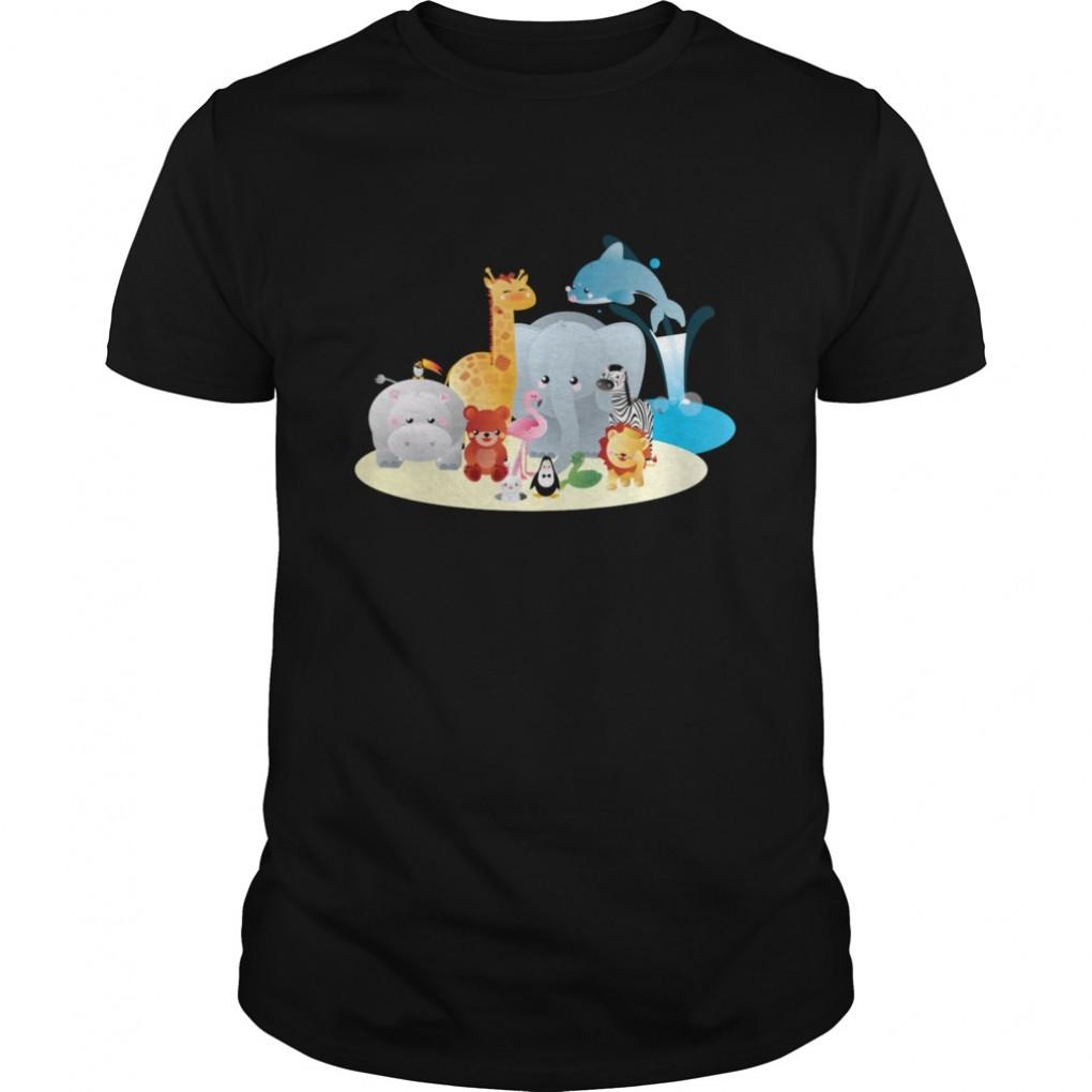 12 Colorful Zoo Animals Guys Tee 882830224