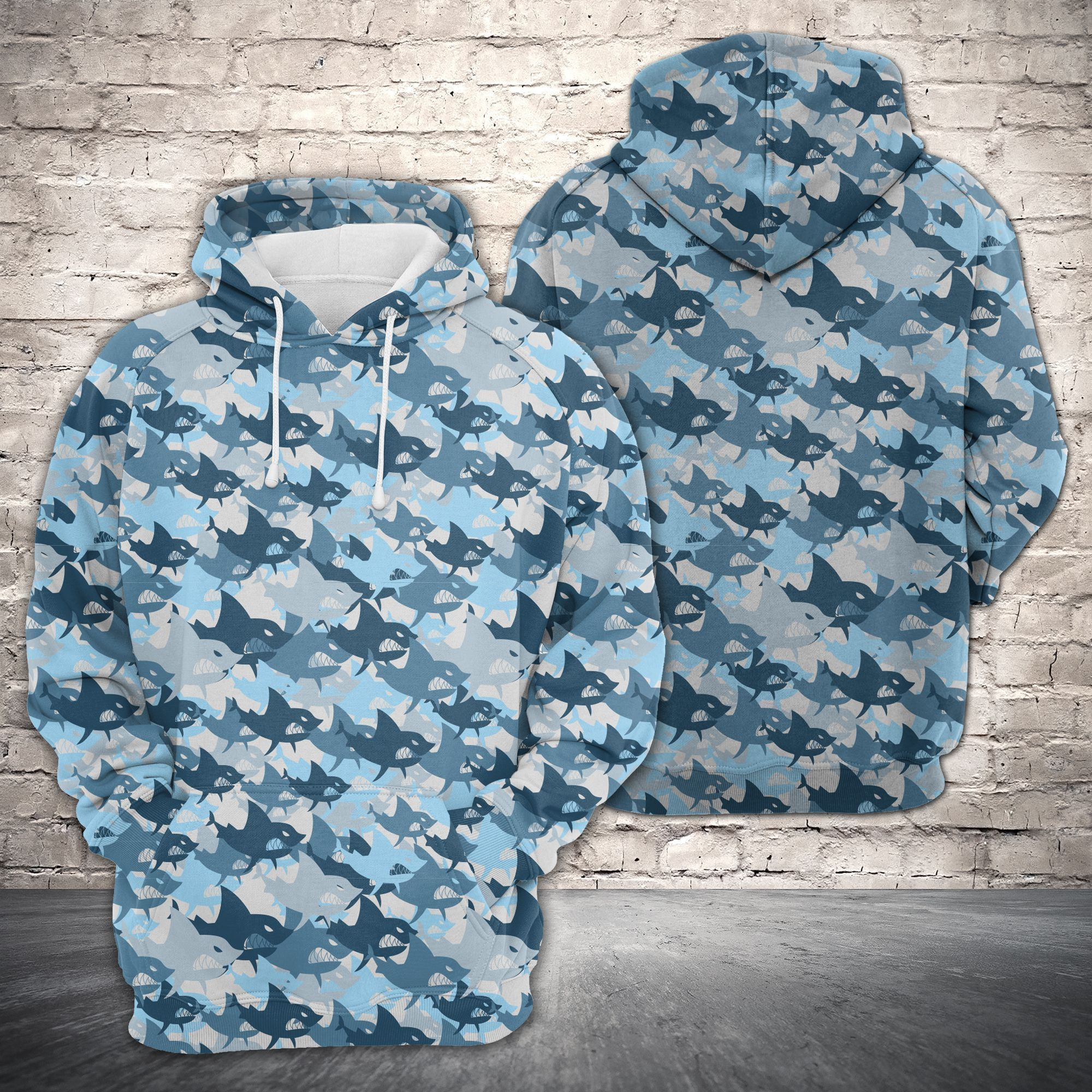 Amazing Camouflage Shark Unisex 3D Hoodie All Over Print Kcacs