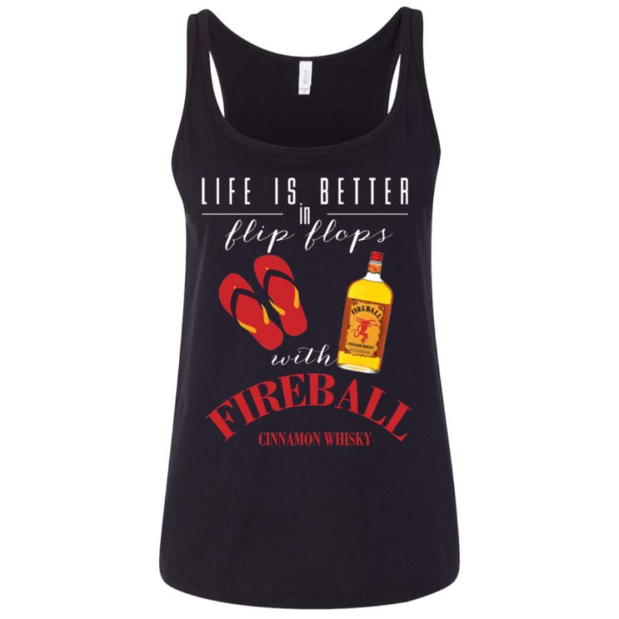 Life Is Better In Flip Flops With Fireball Whiskey Ladies’ Tank Top T-Shirt