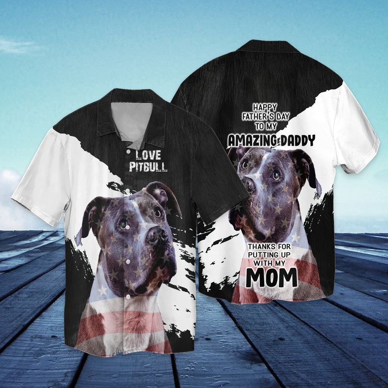 4Th Of July Love Pitbull Happy Father’S Day Hawaiian Shirt | For Men & Women | Hw2468