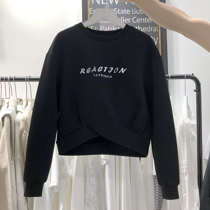 Spring Autumn Casual Pullovers Crewneck Sweatshirt Cropped Fall 2020 Women Clothes for Teens Fashion Tops Letter Printing Free alx