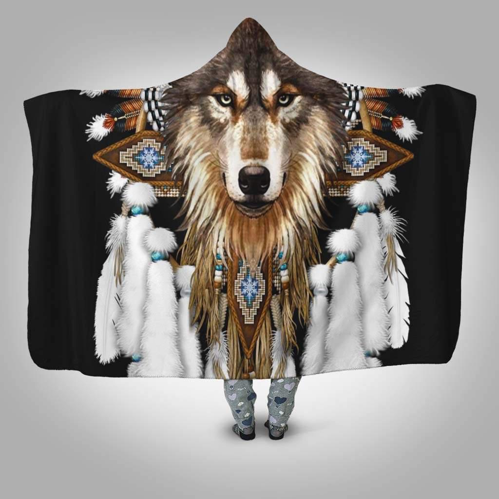 Native American Wolf Limited – Hoodie Blanket – OwlsMatrix