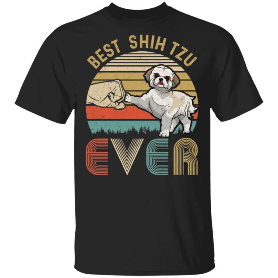 Vintage Best Shih Tzu Dad Ever Bump Fit Funny Dad Gifts T-shirt