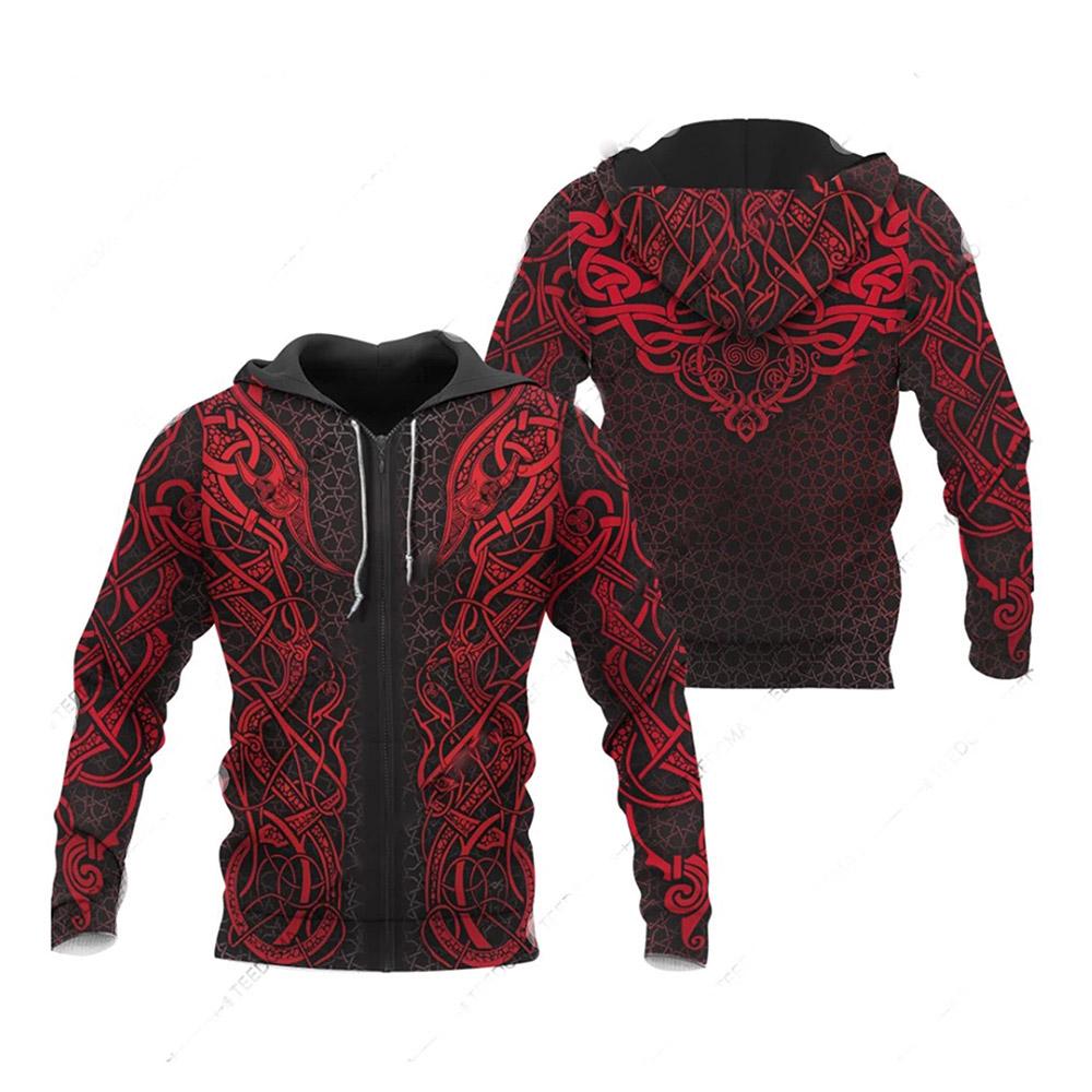 Viking Red Pattern Viking Mythology 3D All Over Printed