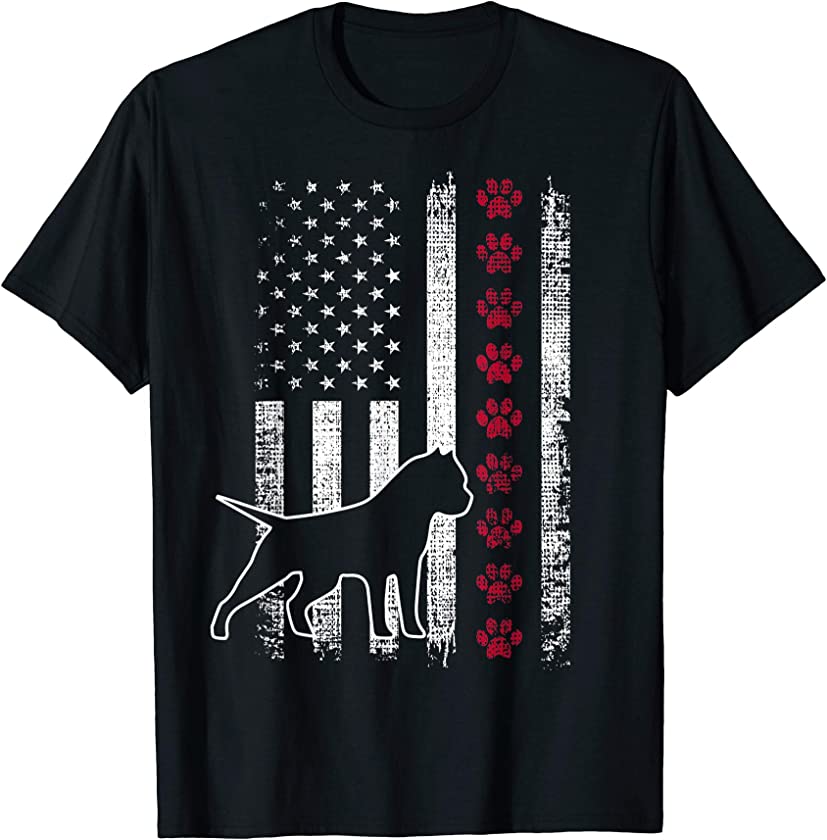 Vintage Retro USA Patriotic American Flag American Bulldog T-Shirt