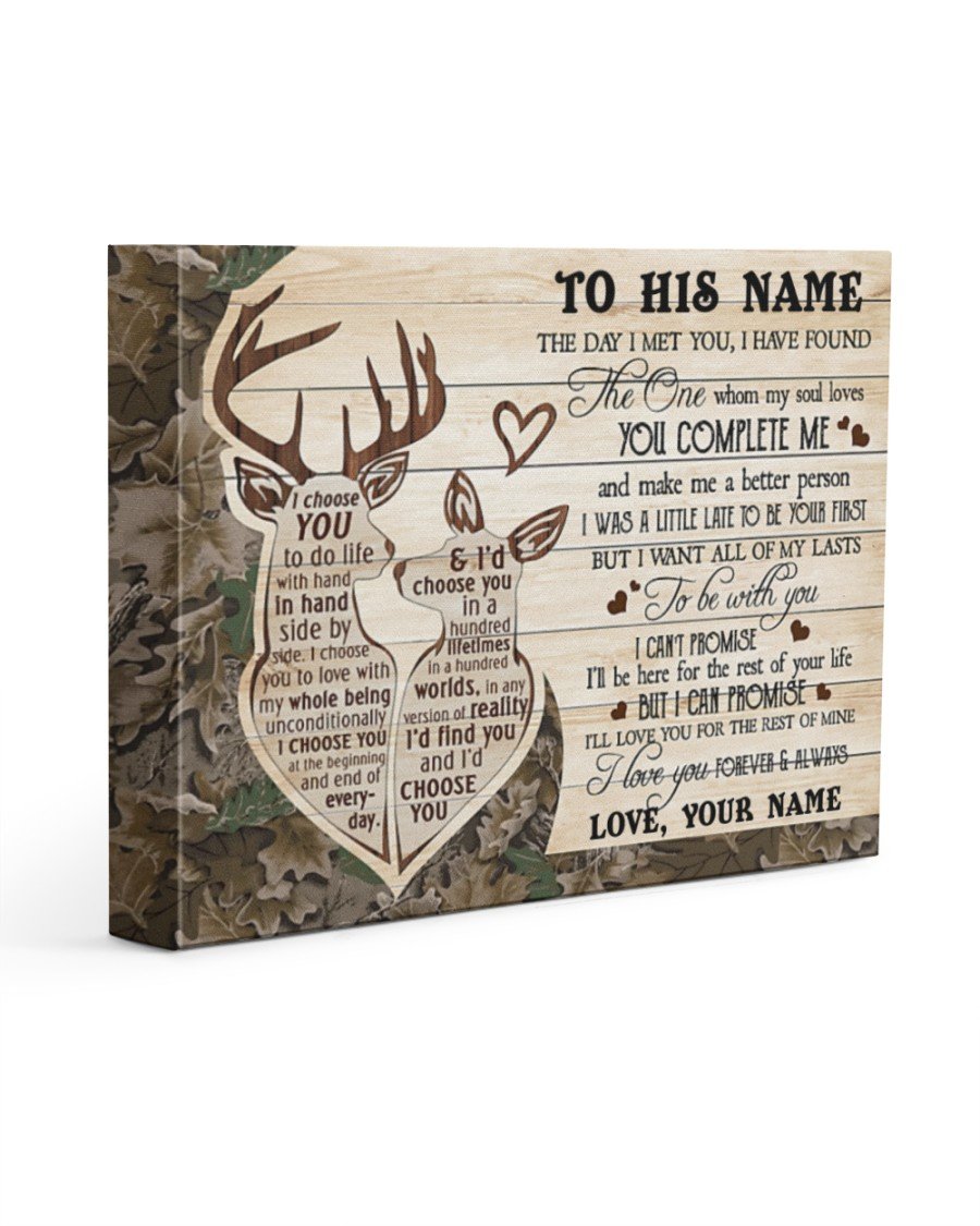 You And Me You Complete Me Deer Graphic Personalized Name Canvas Special Gift For Husband Poster Wall Art Home Decor