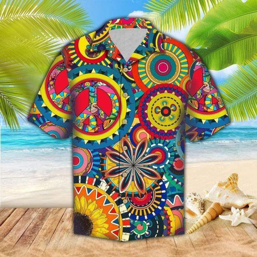 Hippie Colorful Summer Vibe Tropical Hawaii Aloha Shirts Ha75854