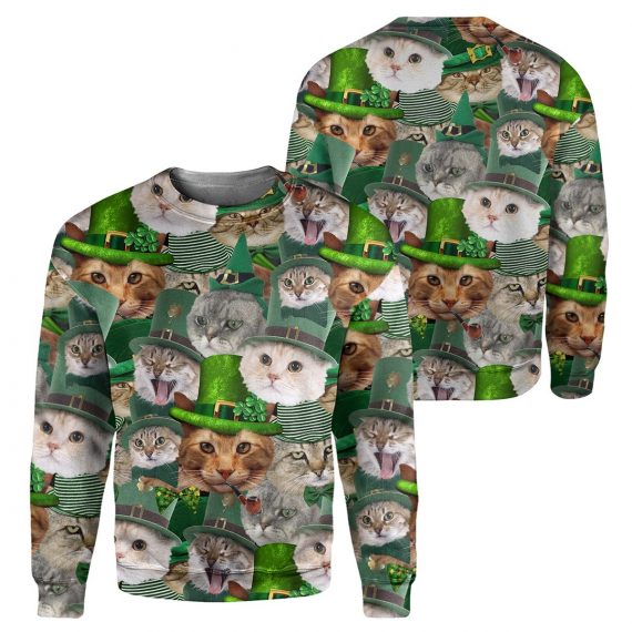 Cat Irish All Over Print Unisex Sweatshirt For Cat Lovers