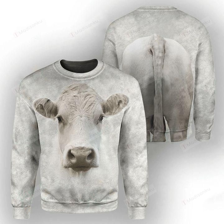 Charolais Cattle Ugly Christmas Sweater, All Over Print Sweatshirt