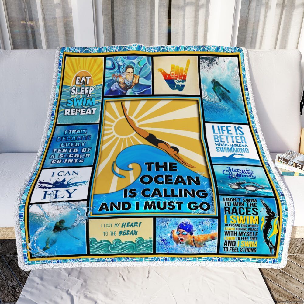 Swimming  The Ocean Is Calling And I Must Go Sofa Throw Blanket