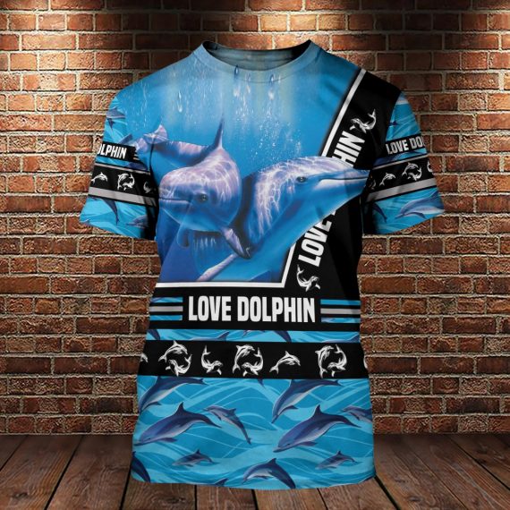 Dolphin Love In Ocean 3D All Over Us Unisex Size Shirt