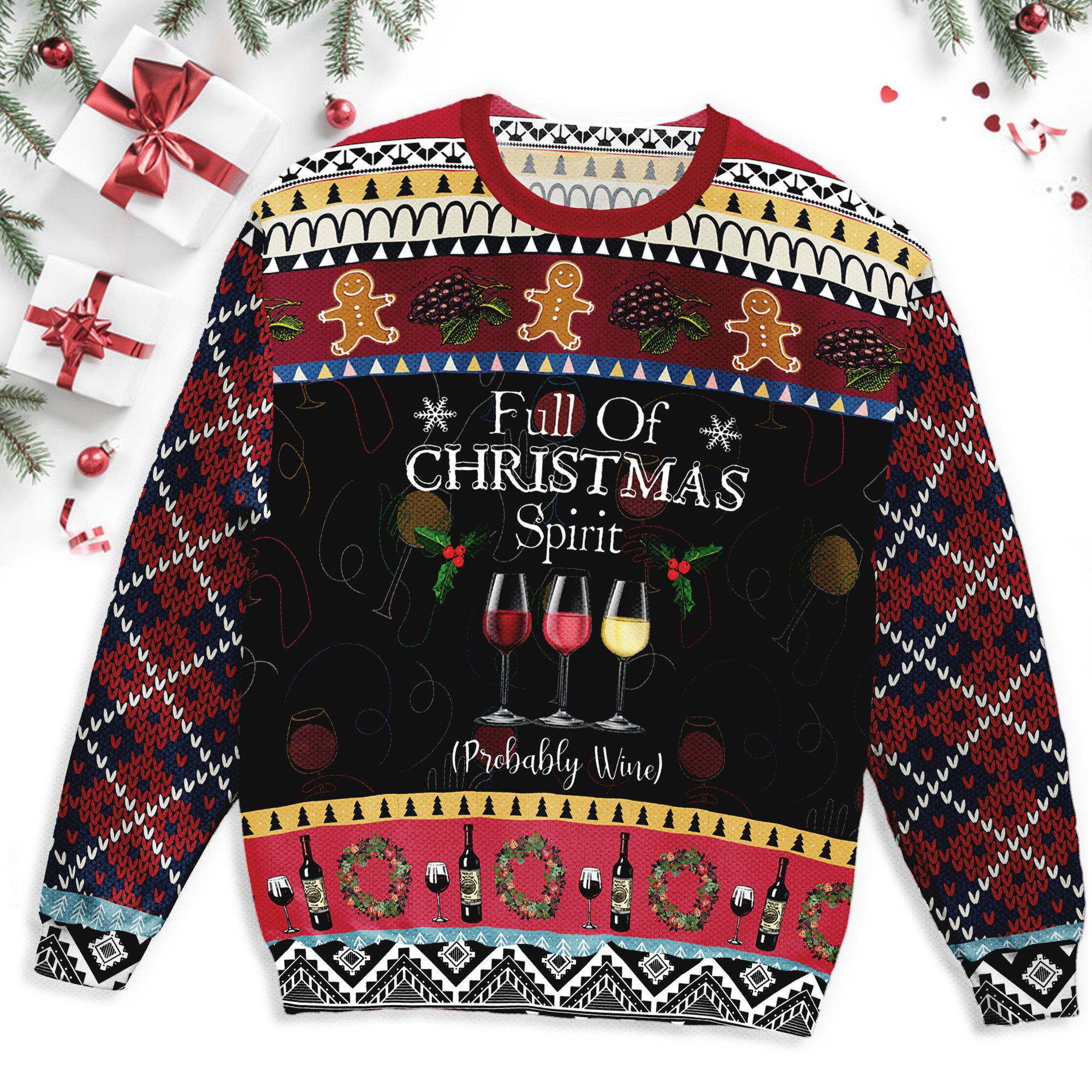 Wine Christmas Ugly Sweater