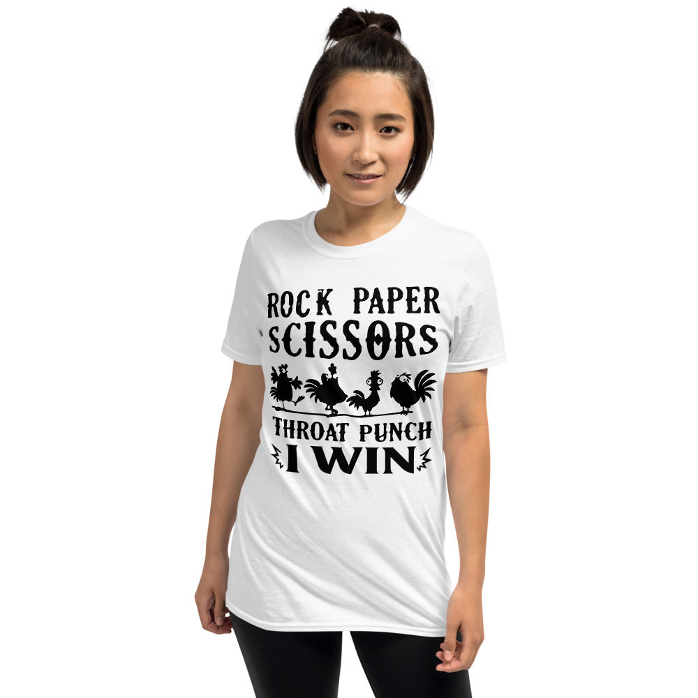 Chicken Rock Paper Scissors Throat Punch I Win Unisex T-Shirt