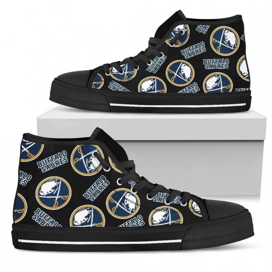 Script Logo Pattern Buffalo Sabres High Top Shoes #236