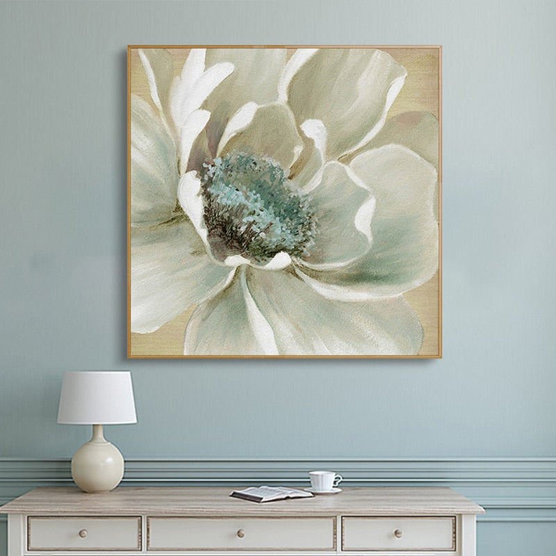 Abstract Big White Flower Canvas Painting Modern Print Poster For ...