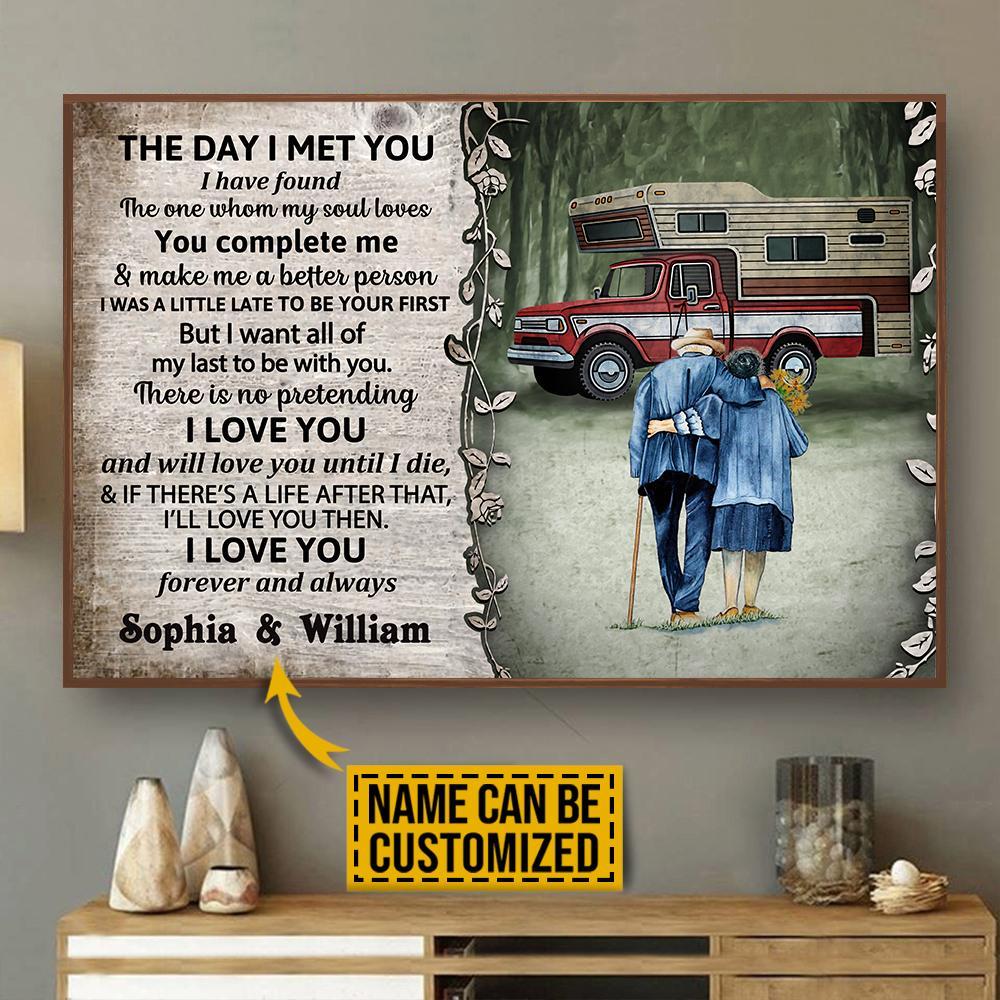 Aeticon Gifts Personalized Camping Truck Old Couple The Day I Met Canvas Mom Dad Gift Home Decor