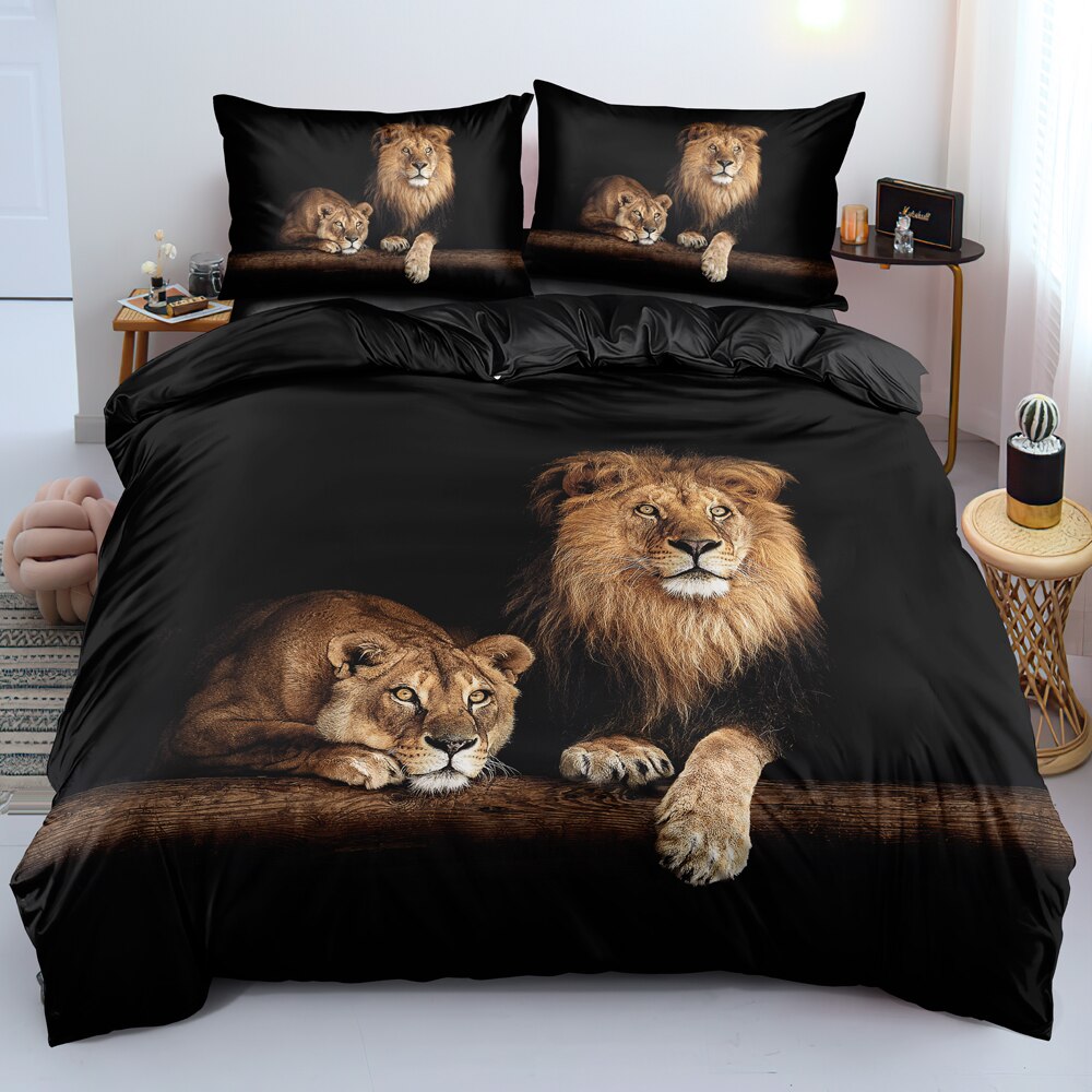 3D Digital Baby Lions Bed Linen Duvet Cover Set Twin Double King Size Bedding Set For Boys Adults