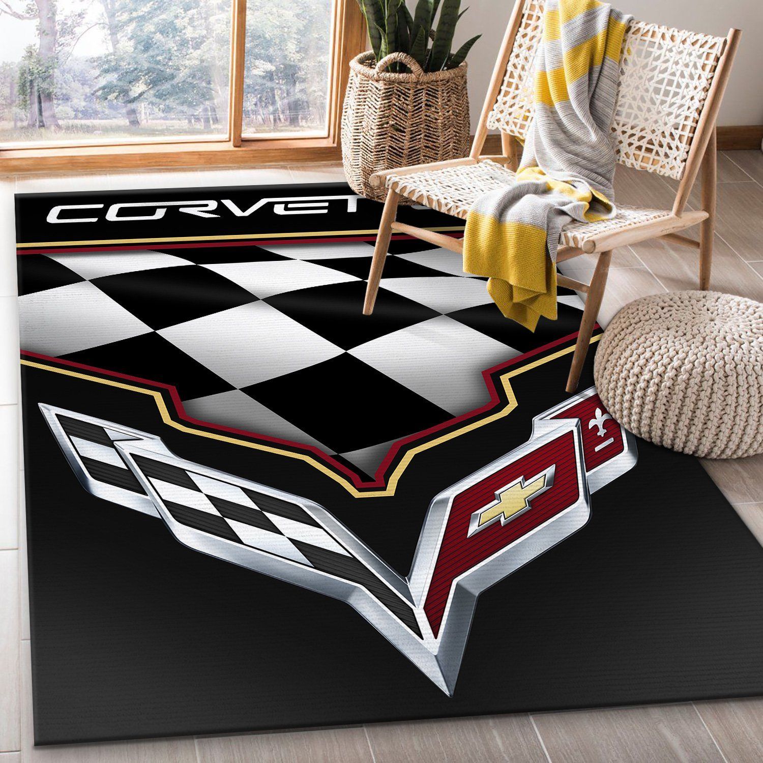 Corvette C7 Logo SuperCar Area Rugs Living Room Carpet FN231202 Local Brands Floor Decor The US Decor