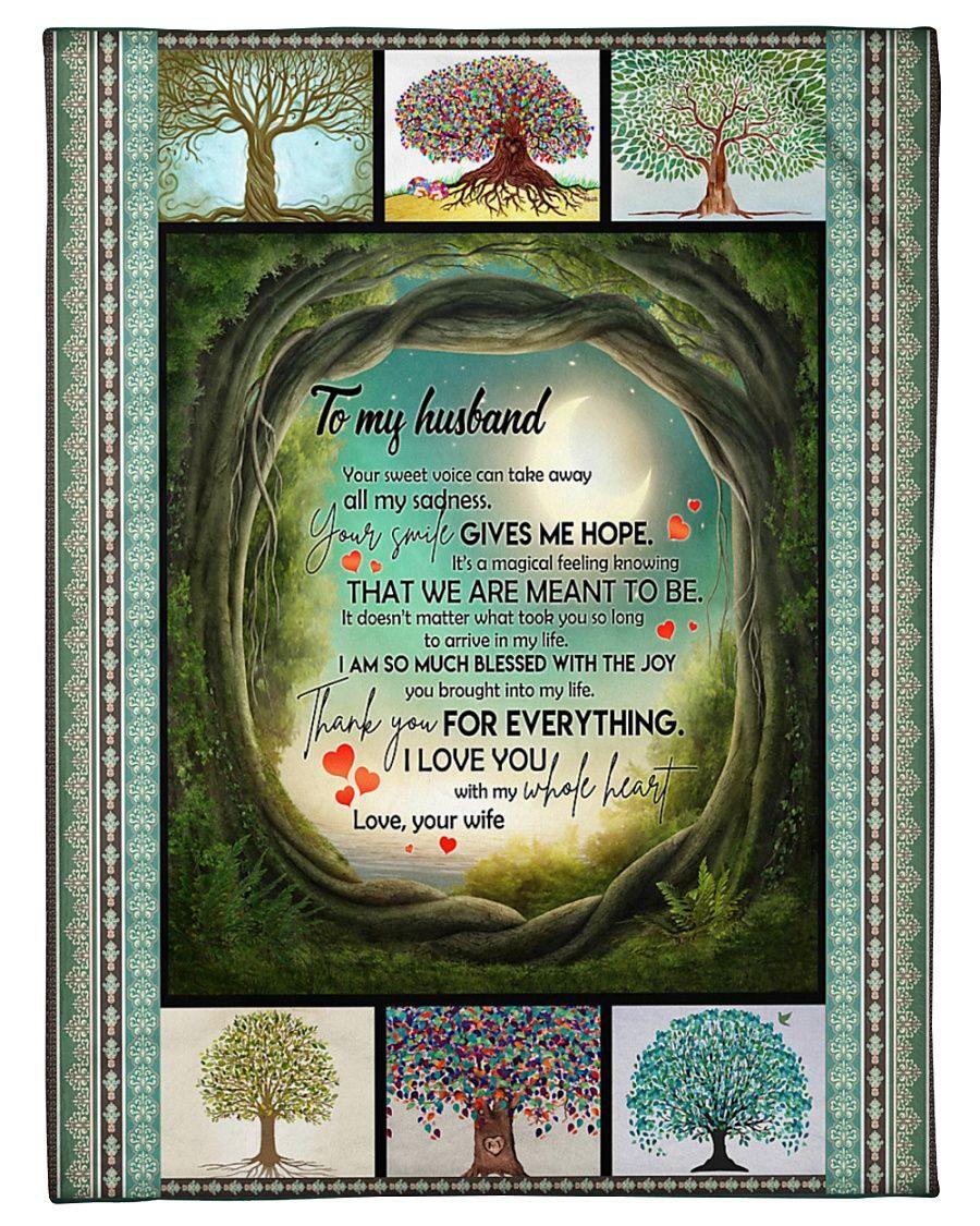 [Personalized Name] To My Husband Love Tree From Wife Your Sweet Voice Can Take Away All My Sadness – Best Gift For Husband, Gift For Home Decor, Gift For Family  – Fleece Blanket