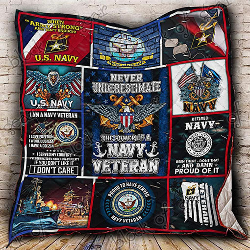 Proud To Have Served U.S. Navy Veteran Quilt Blanket Great Customized Blanket Gifts For Birthday Christmas Thanksgiving