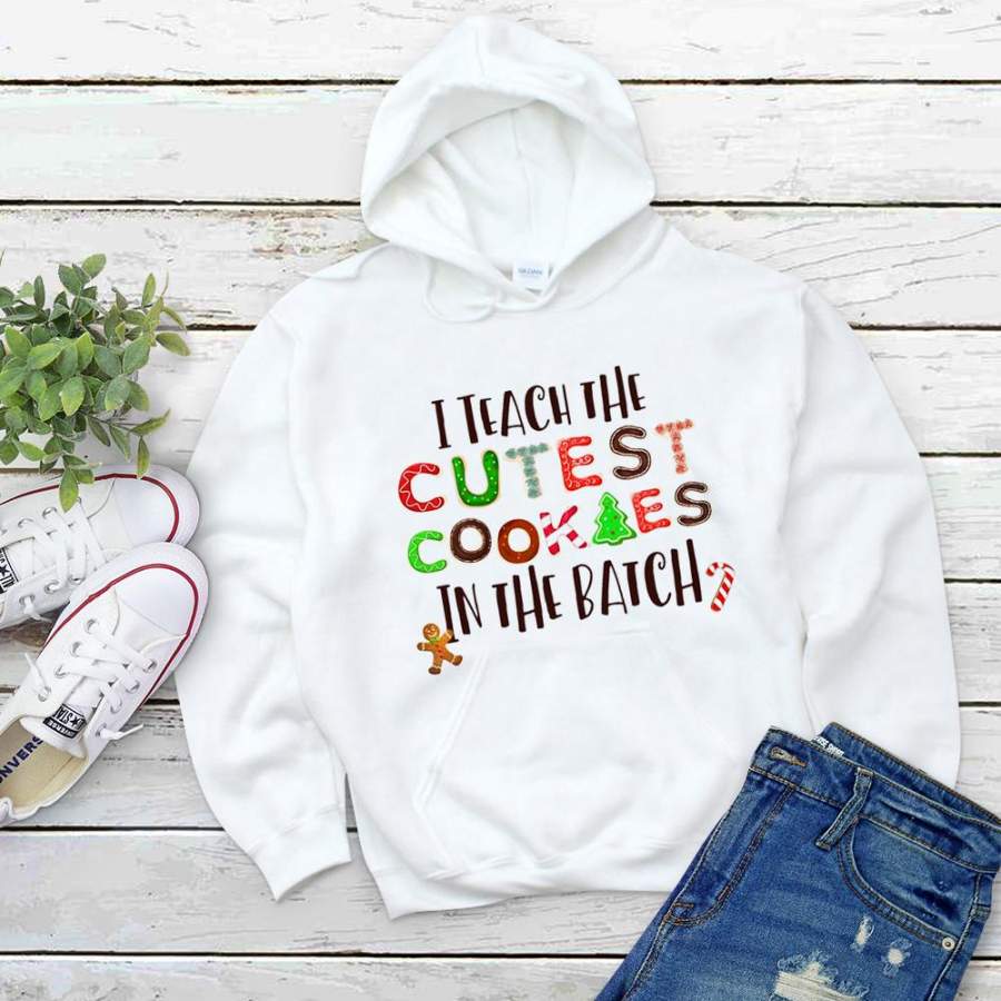 Teacher i teach cutest cookies in the batch candy cane white hoodie for men and women S-5XL