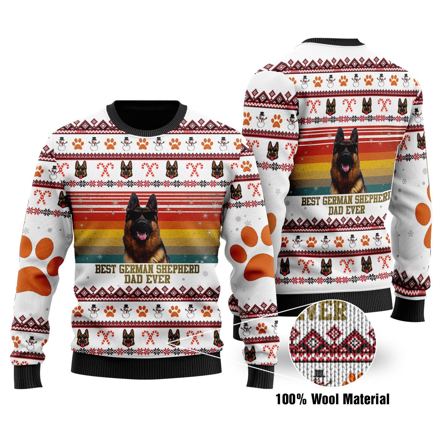 Best German Shepherd Dog Dad Christmas Ugly Sweater | Unisex | Full Size | Adult | Colorful | US1690