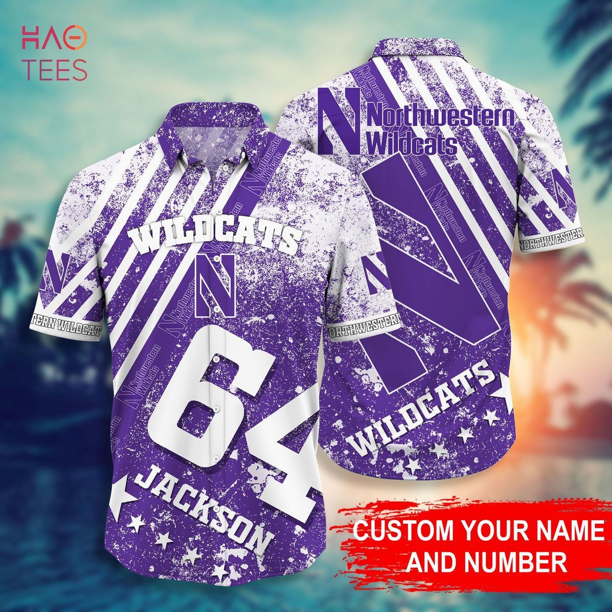 NCCA Northwestern Wildcats Custom Name Number Trendy Hawaiian Shirt Aloha Shirt