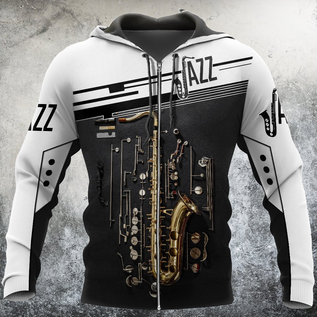 Saxophon Music 3D Zip Up Hoodie Full For Men And Women