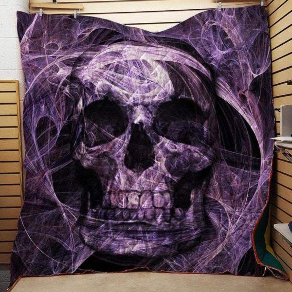 Deep Purple Skull Fabric 3D Quilt Blanket HGM4