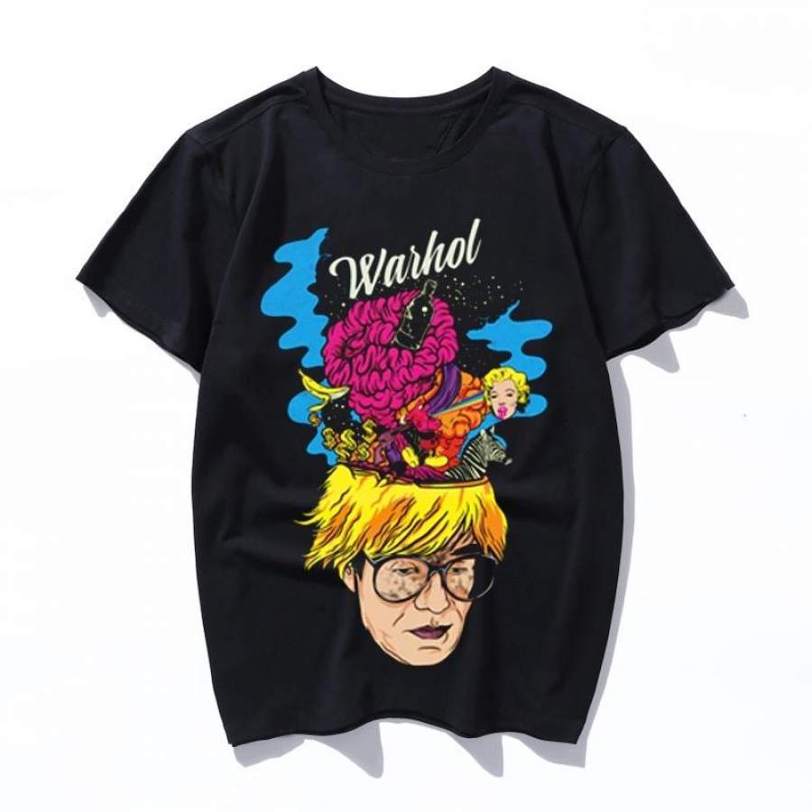 pop art warhol T-shirt Korean vintage black streetwear letter shirt printing series top clothes cotton stranger things female/male