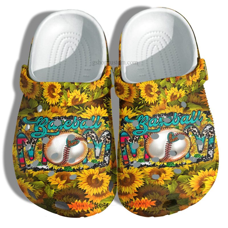 Sunflower Baseball Mom Farm Girl Shoes For Wife Mom Grandma – Farmer Baseball Mom Sunflower Shoes Croc Clogs