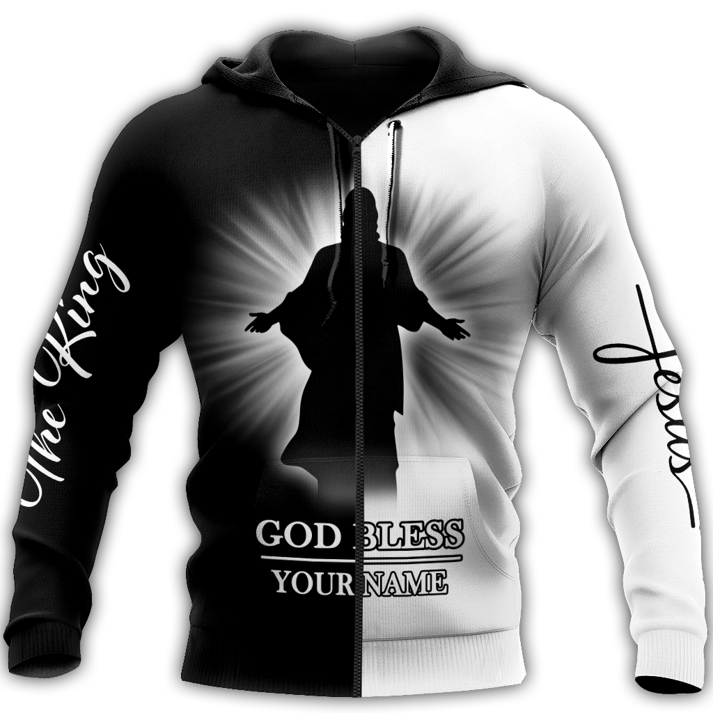 Jesus Christ Cross God Bless Personalized Name 3D Printed Hoodie, T-Shirt For Men And Women