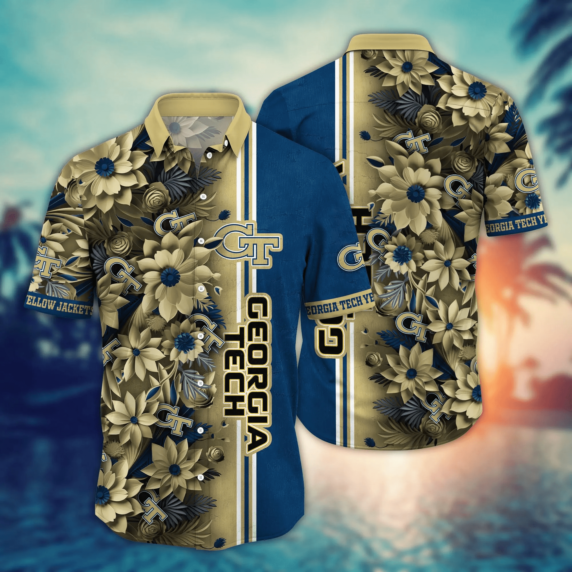 Georgia Tech Yellow Jackets NCCA Hawaiian Shirt Custom Surfing Aloha Shirt