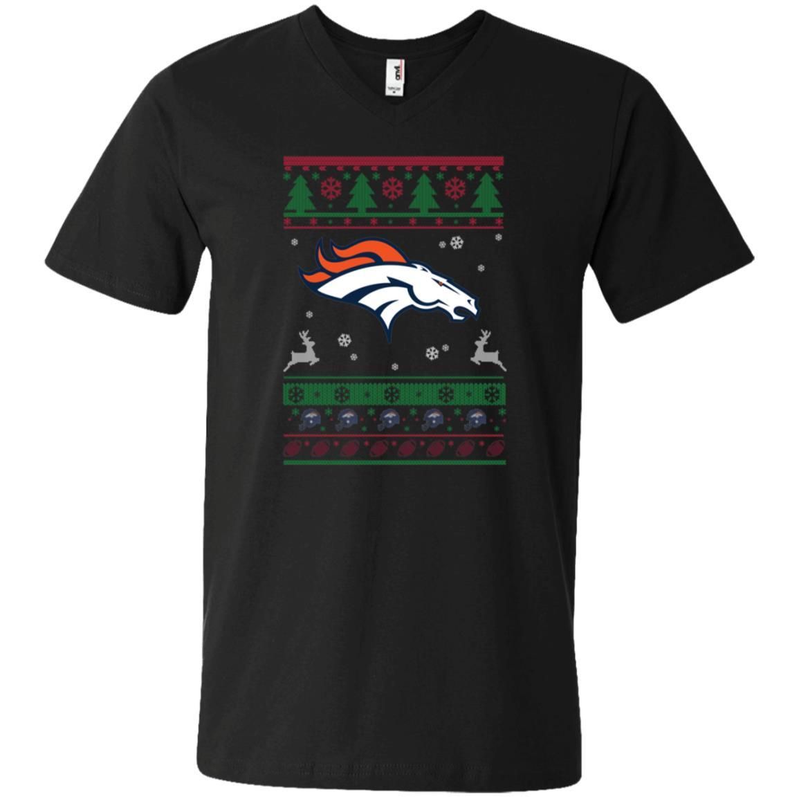 Denver Broncos Logo Football Teams Ugly Christmas Sweater Men V-Neck T-Shirt