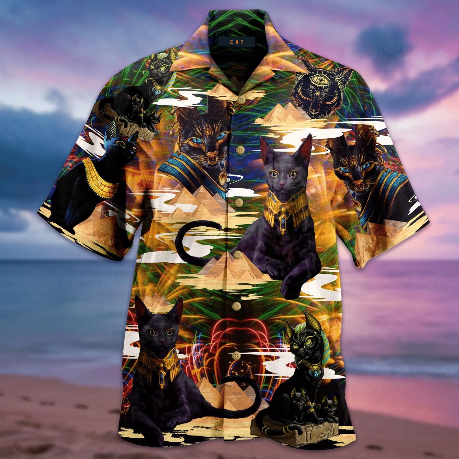 Awesome Egyptian Cat Aloha Hawaiian Shirt Colorful Short Sleeve Summer Beach Casual Shirt For Men And Women