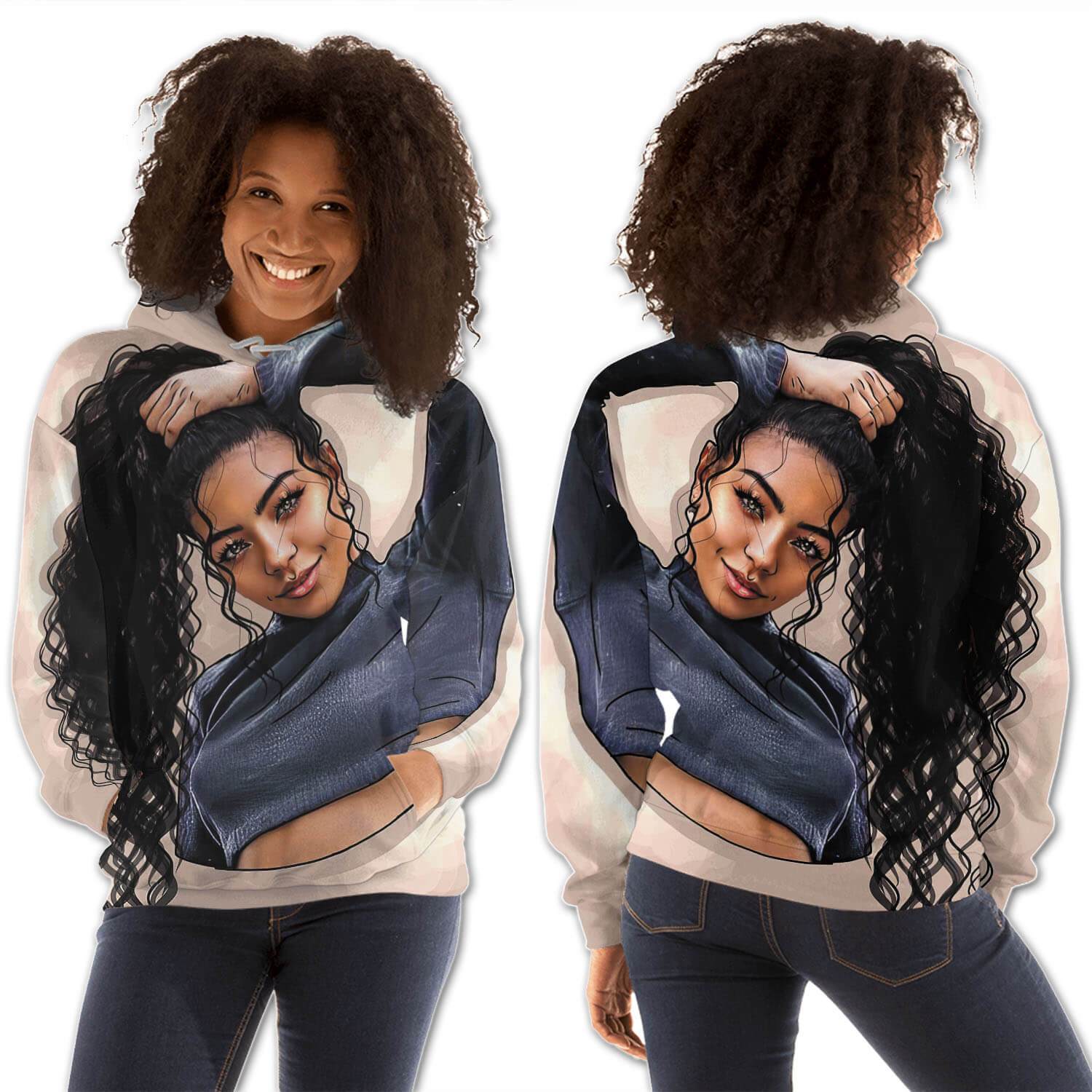 African American Hoodies Cute Melanin Poppin Girl All Over Print Womens Hooded Sweatshirt African Print Styles BPS03080