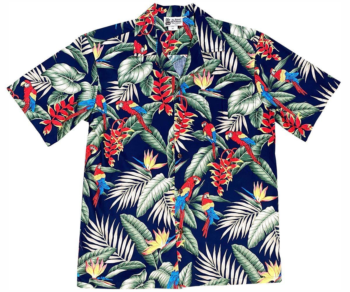 Jungle Parrots Navy Hawaii Shirt Ha102072