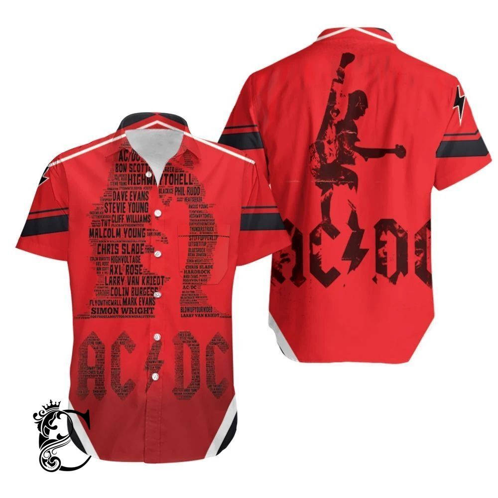 Beach Shirt Acdc Angus Young Typogprahy Hawaiian Shirt- Chillicothemall