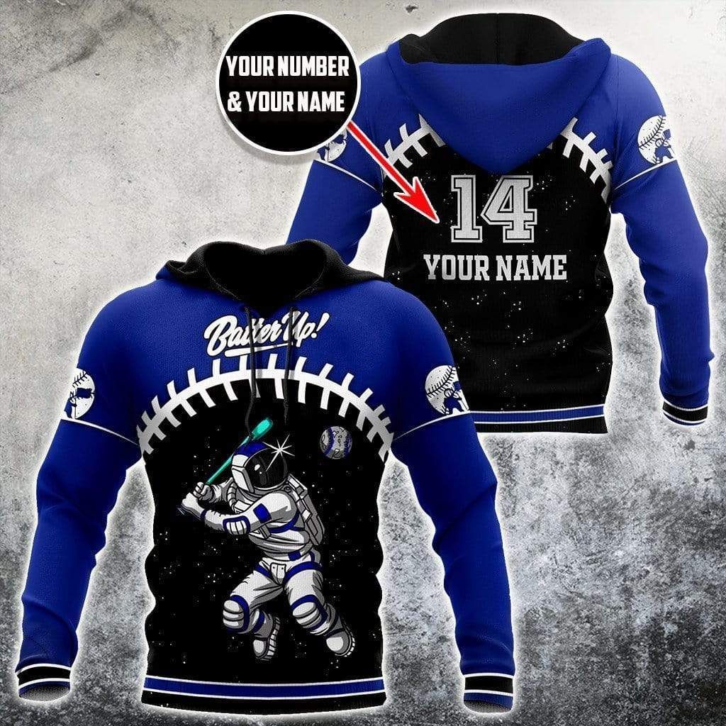 Baseball Astronaut Blue Unique Personalized 3D Printed Sublimation Hoodie Hooded Sweatshirt Comfy Soft And Warm For Men Women S to 5XL CTC16011466