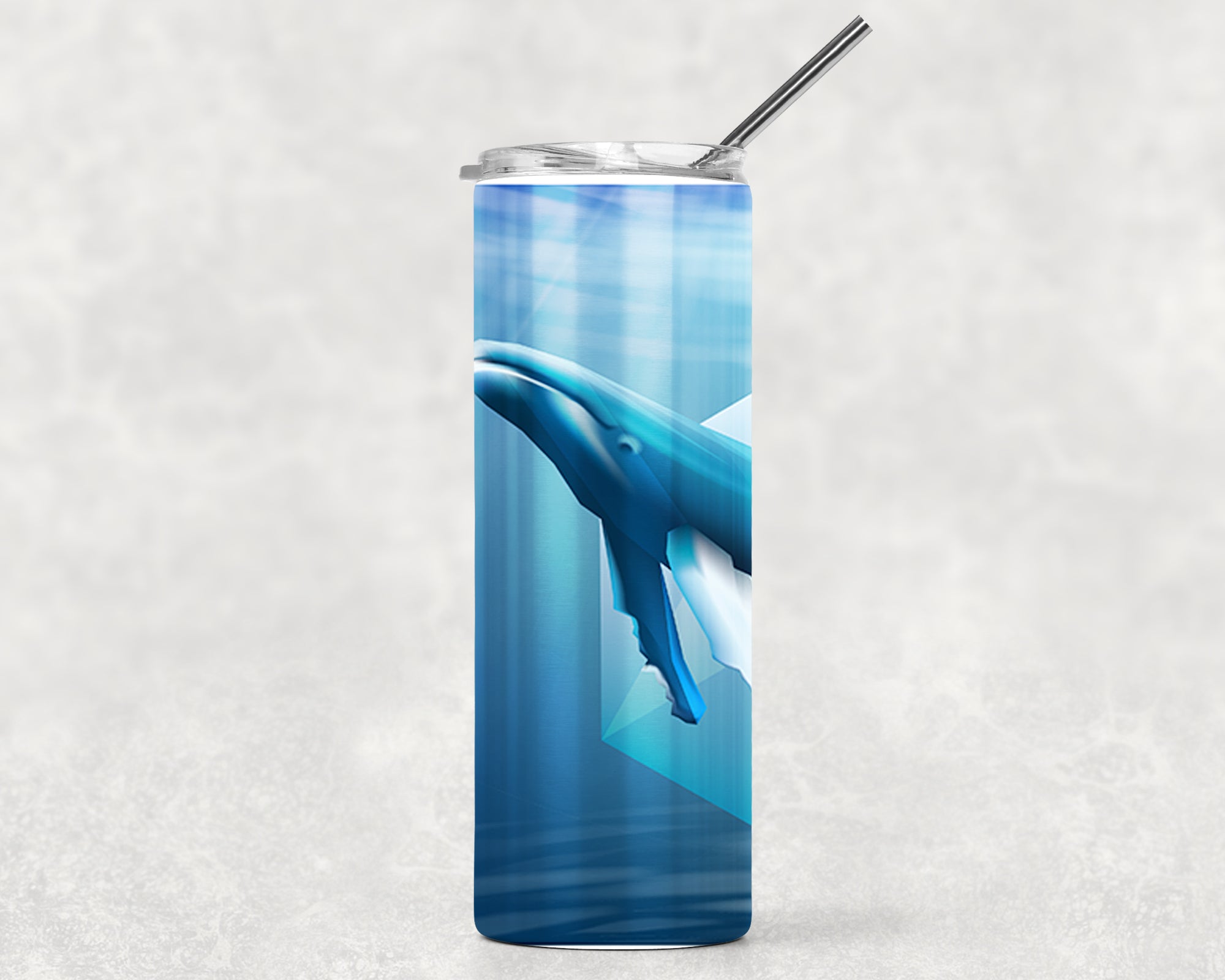 Humpback Whale Skinny Tumbler With Stainless Steel Straw Watercolor Ocean Illustrated Whale Gift Idea Travel Mug Cold Hot Vacuum Lid