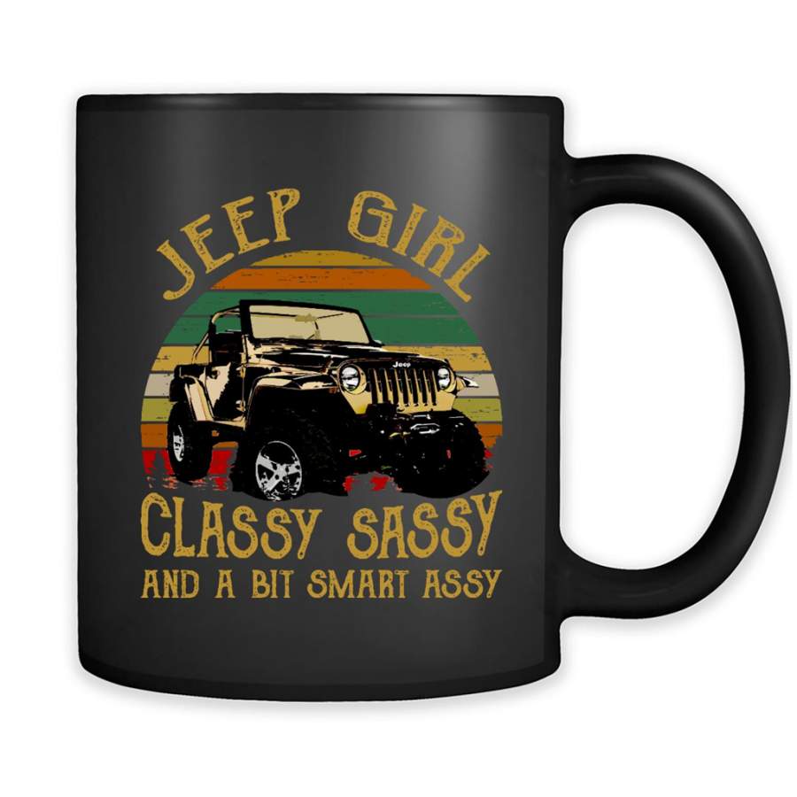 Jeep Girl Classy Sassy And A Bit Smart Assy Classic Vintage Retro Design – Full-Wrap Coffee Black Mug