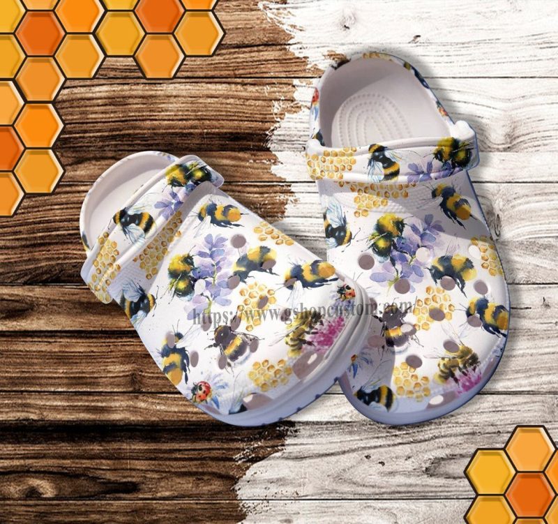 Bee Girl Flower Croc Shoes Gift Daughter- Bee Kind Art Shoes Croc Clogs