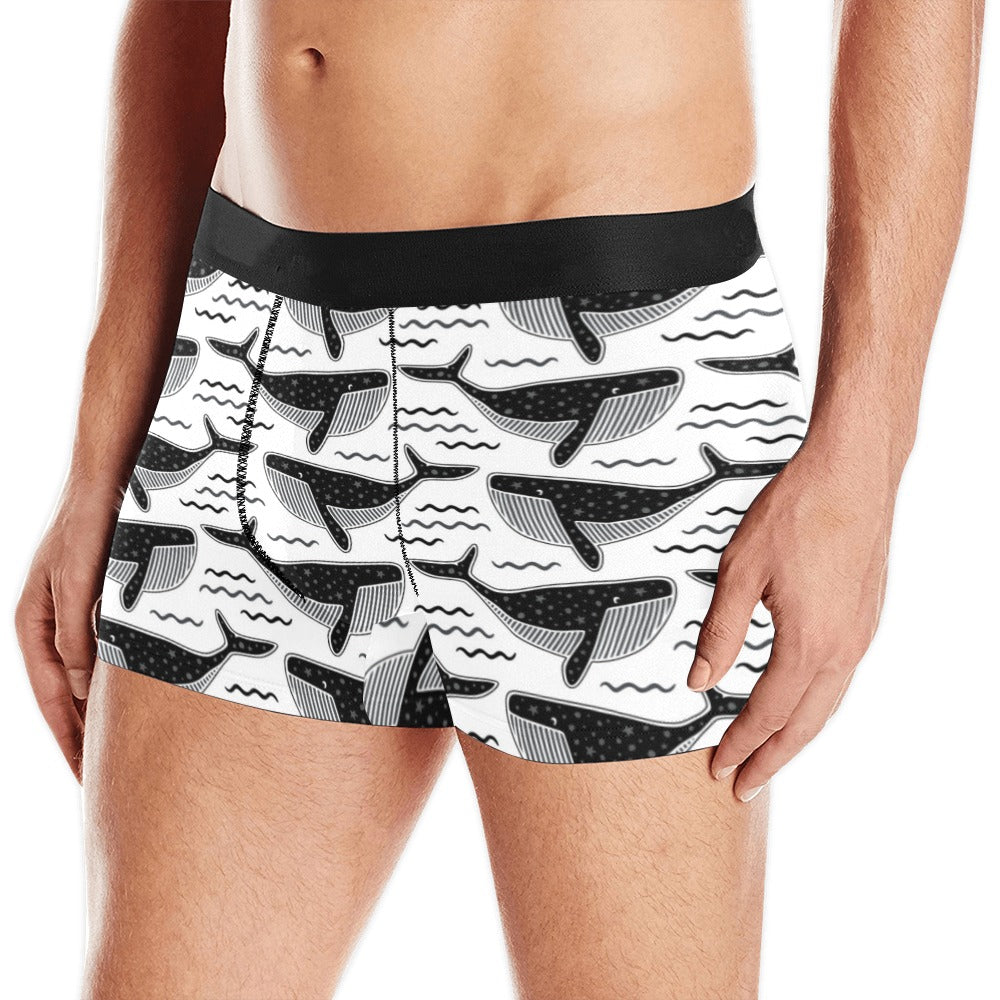 Black Whale Pattern Men’S All Over Print Boxer Briefs Men’S Underwear